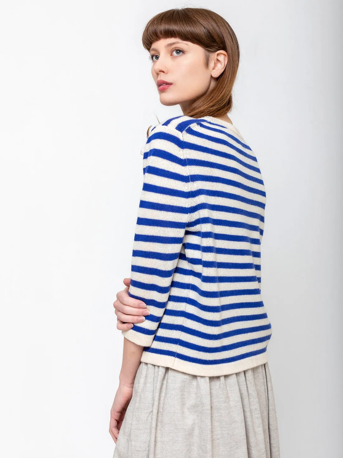 Stripe Round Neck Sweater - Oat/Night