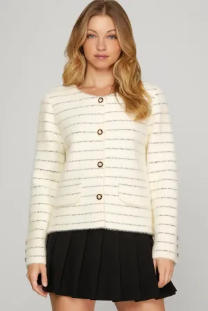 Striped Button Cardigan