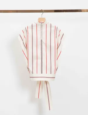 Striped Stand Collar Top