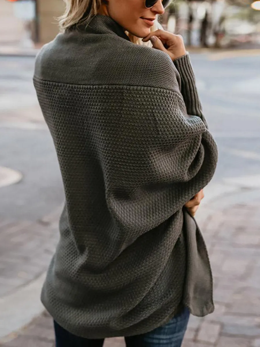 Stunncal Bat sleeve plus size long knitted cardigan sweater（13 colors）