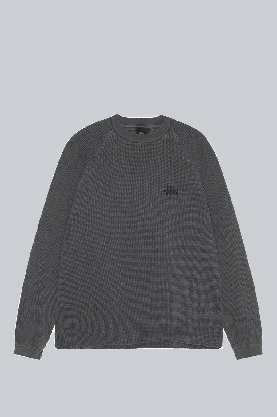 STUSSY RAGLAN THERMAL LONGSLEEVE WASHED BLACK