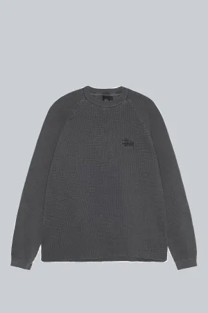 STUSSY RAGLAN THERMAL LONGSLEEVE WASHED BLACK