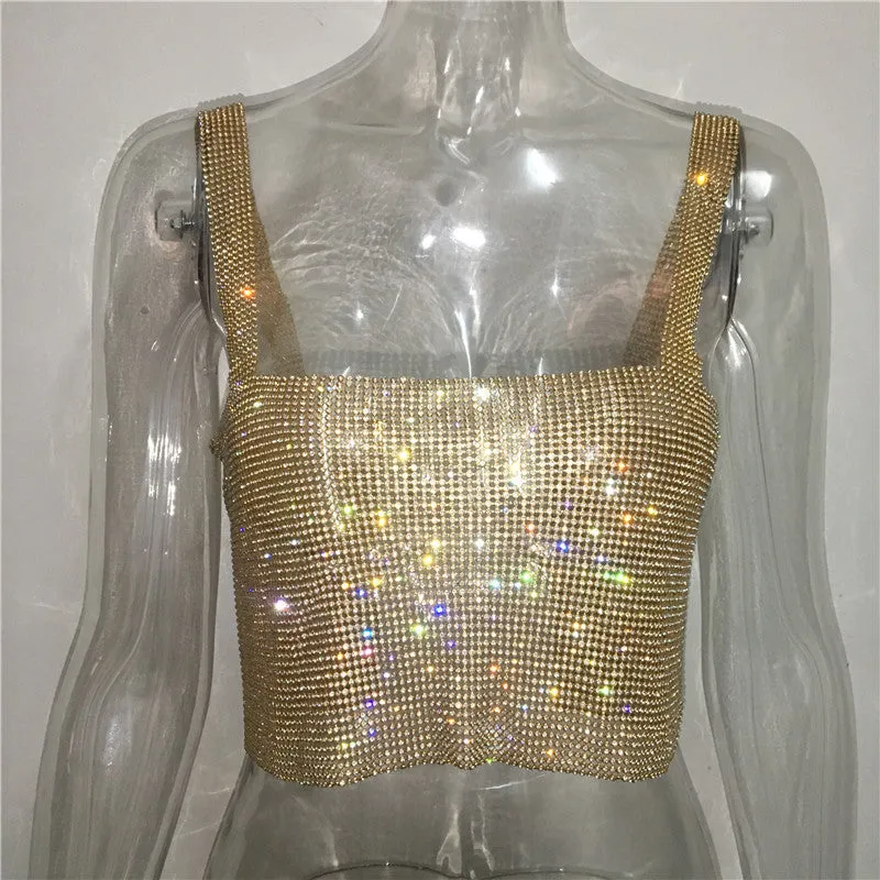 Summer Hot Style Rhinestone Sling Nightclub Top