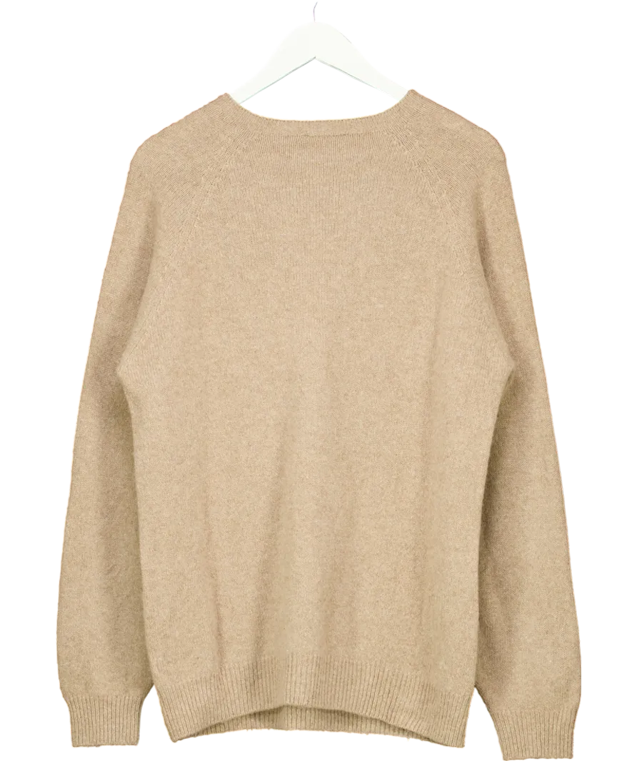 Sunspel Beige Lambswool Crew Neck Sweater UK M