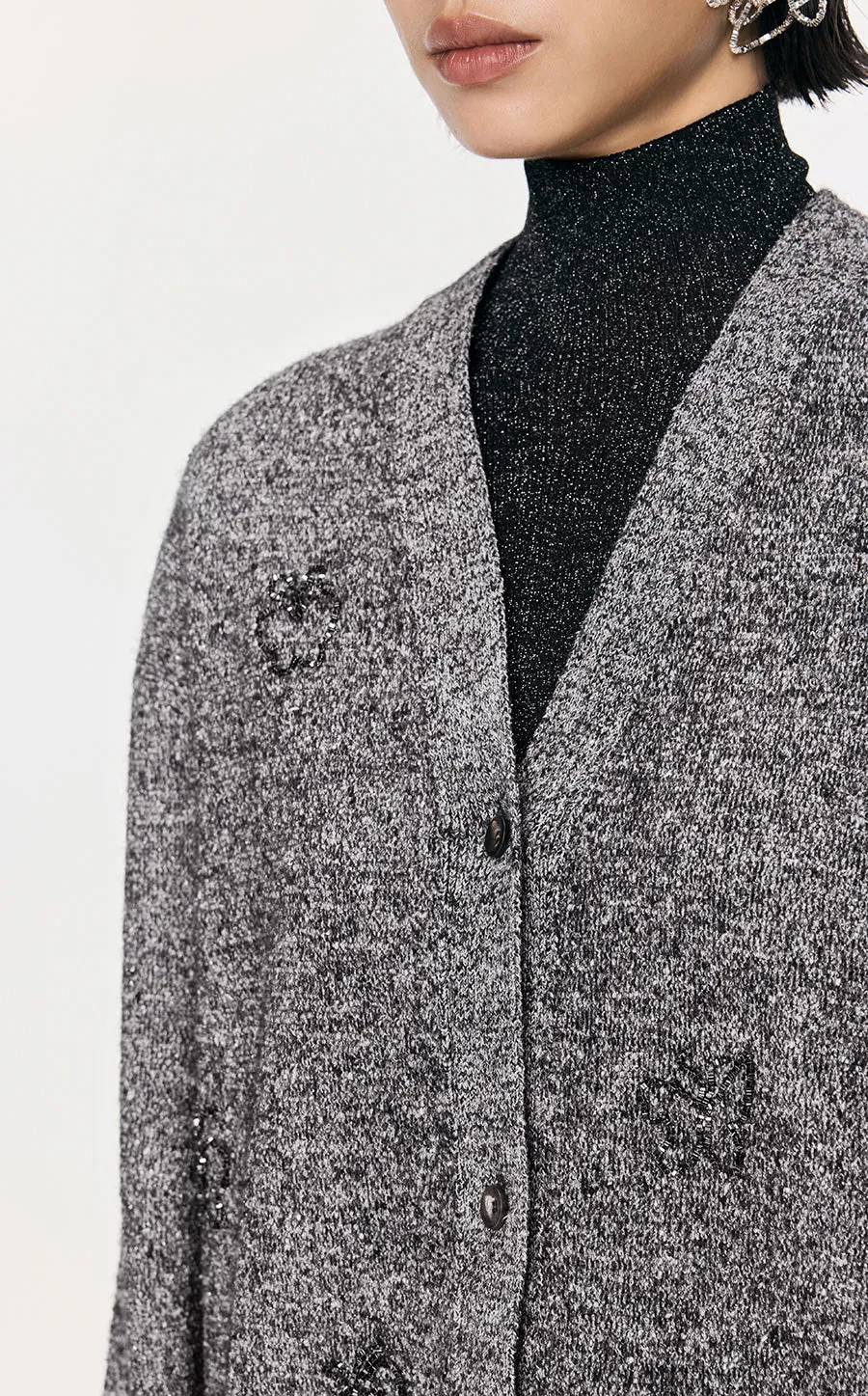 Sweater / JNBY  Butterfly-embellished Mid-length Cardigan