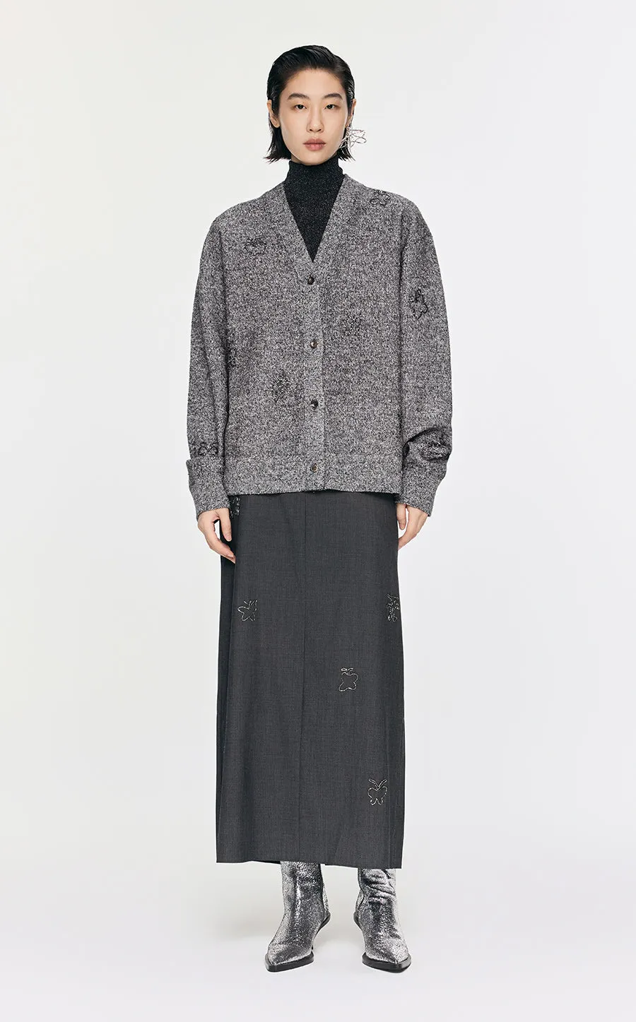 Sweater / JNBY  Butterfly-embellished Mid-length Cardigan