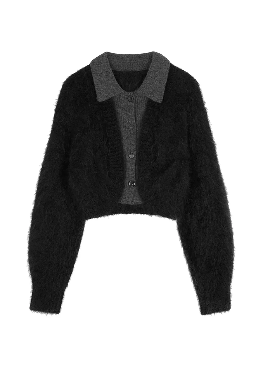 Sweater / JNBY Cropped Mohair-blend Wool Sweater Cardigan
