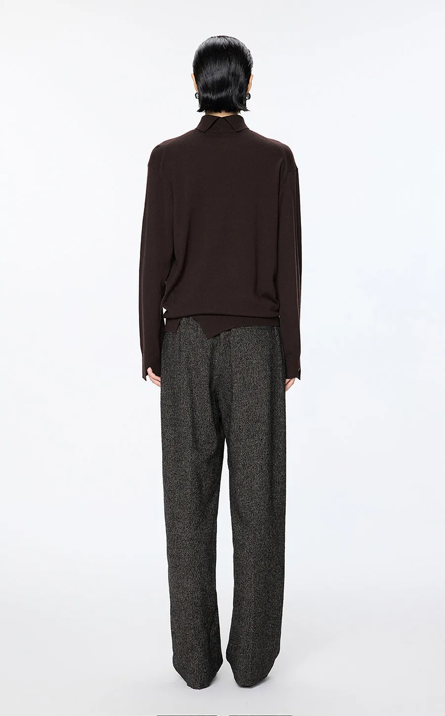 Sweater / JNBY Fine Knit High Neck Irregular Sweater