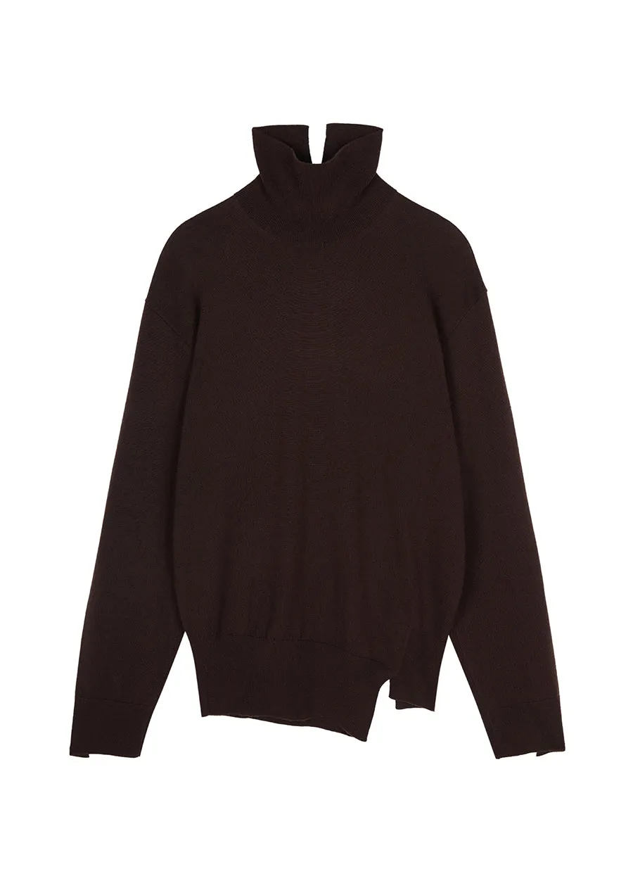 Sweater / JNBY Fine Knit High Neck Irregular Sweater