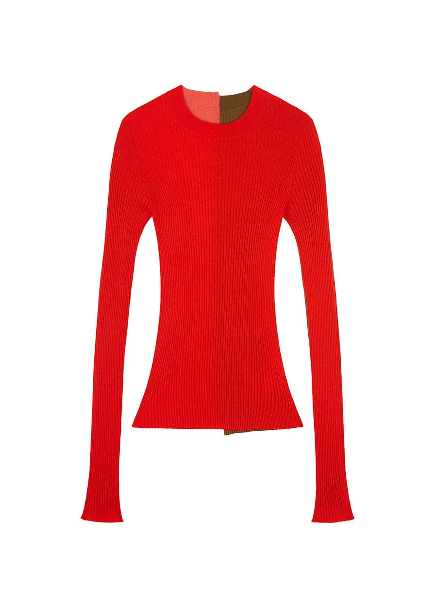 Sweater / JNBY Slim-Fit Color-Block Wool Sweater