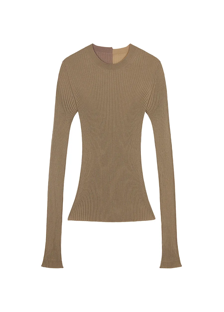 Sweater / JNBY Slim-Fit Color-Block Wool Sweater