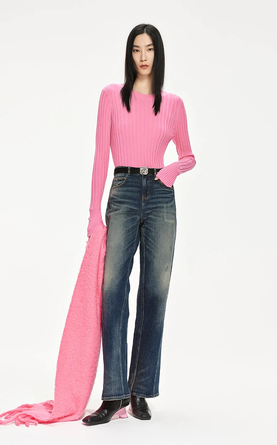 Sweater / JNBY Slim Fit Crewneck Wool Pullover Sweater