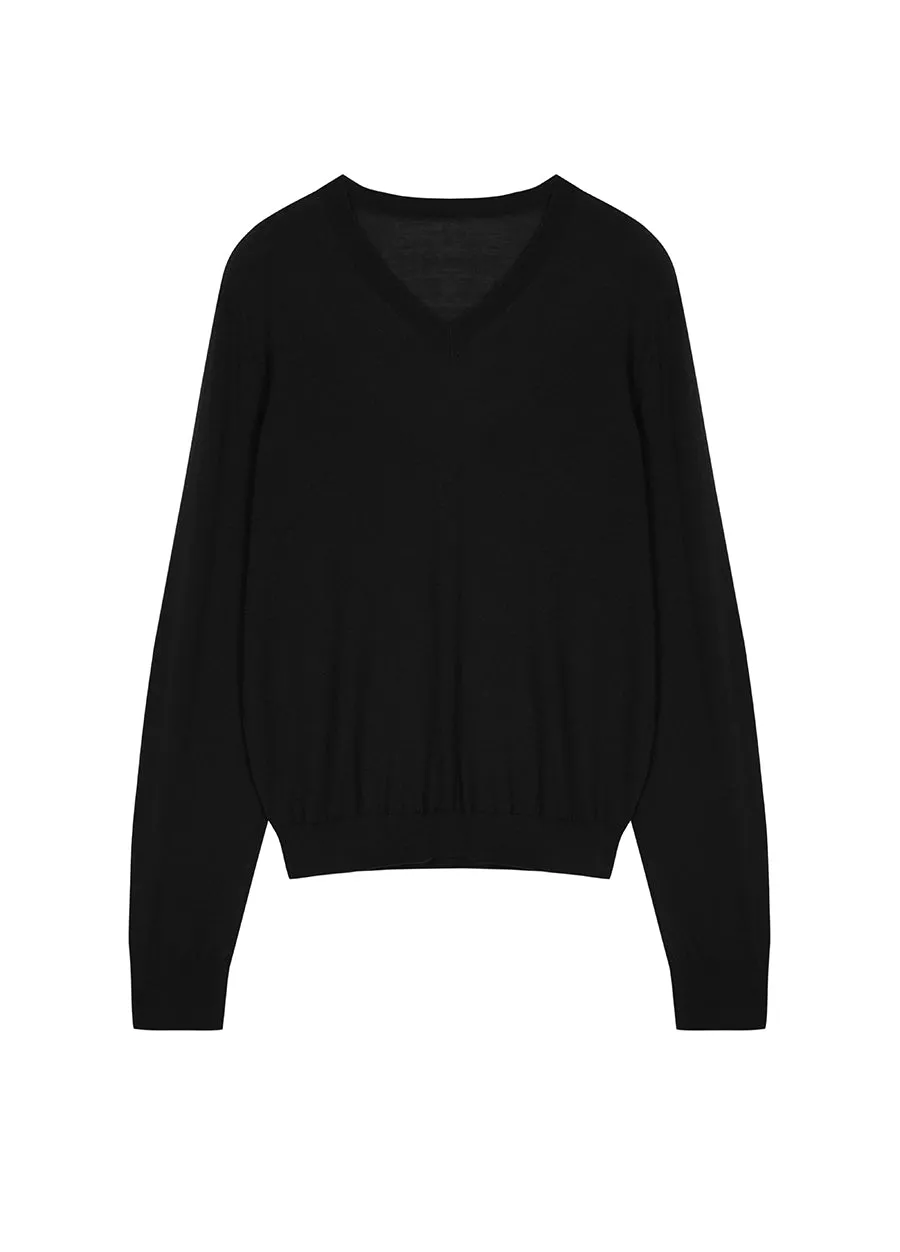 Sweater/JNBY V-neck Long-sleeved Pullover Knitted Sweater