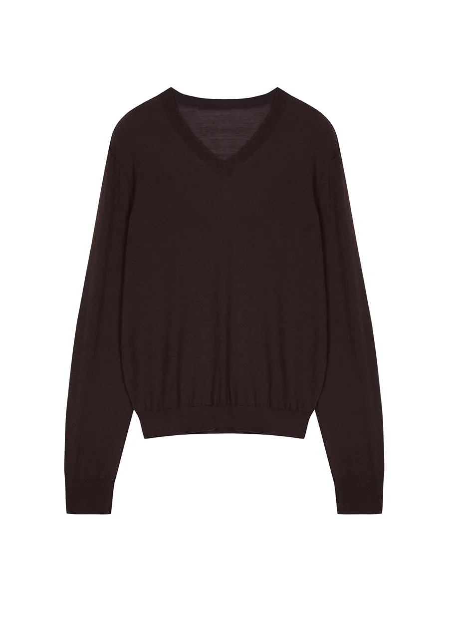 Sweater/JNBY V-neck Long-sleeved Pullover Knitted Sweater