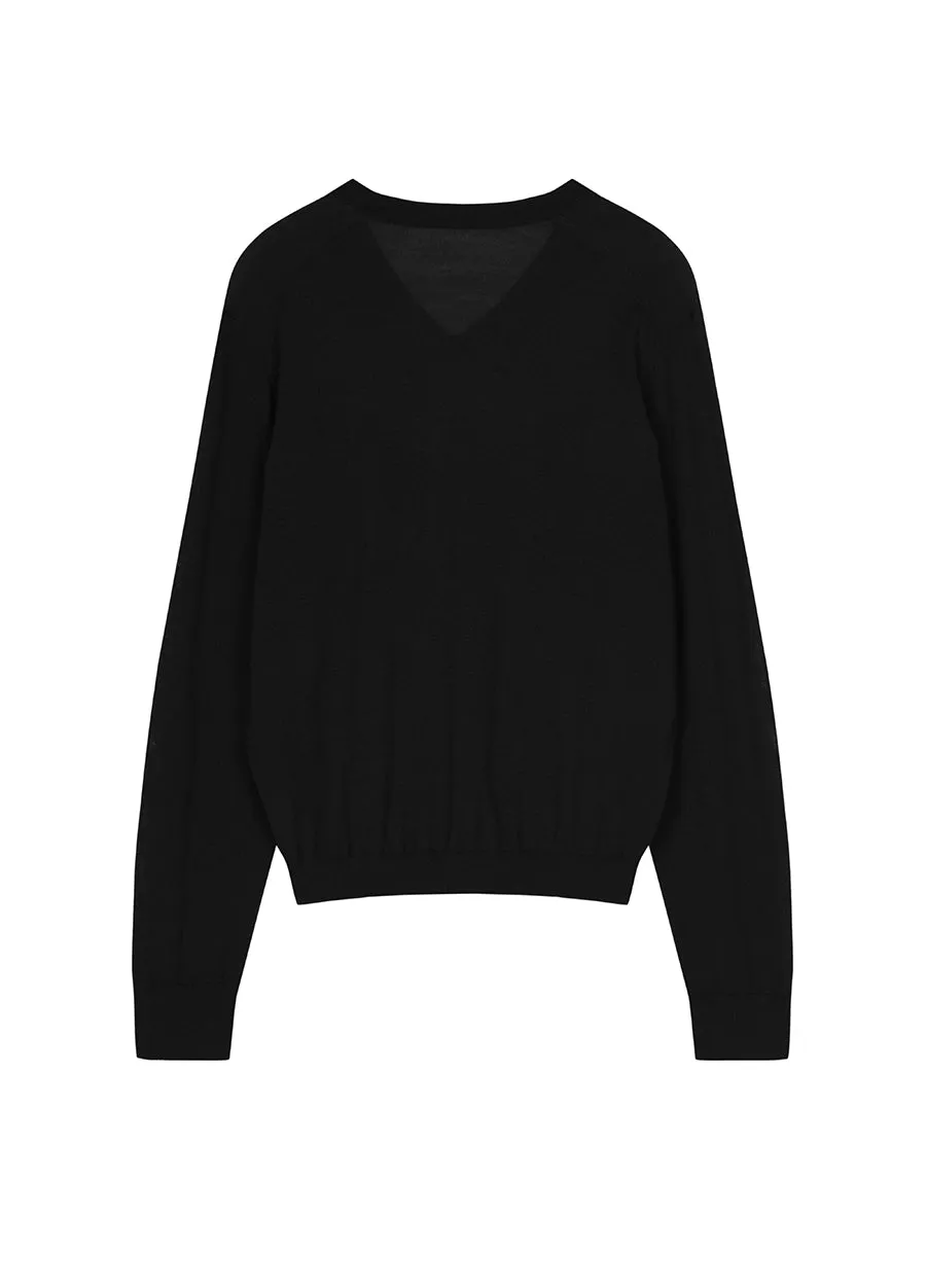 Sweater/JNBY V-neck Long-sleeved Pullover Knitted Sweater