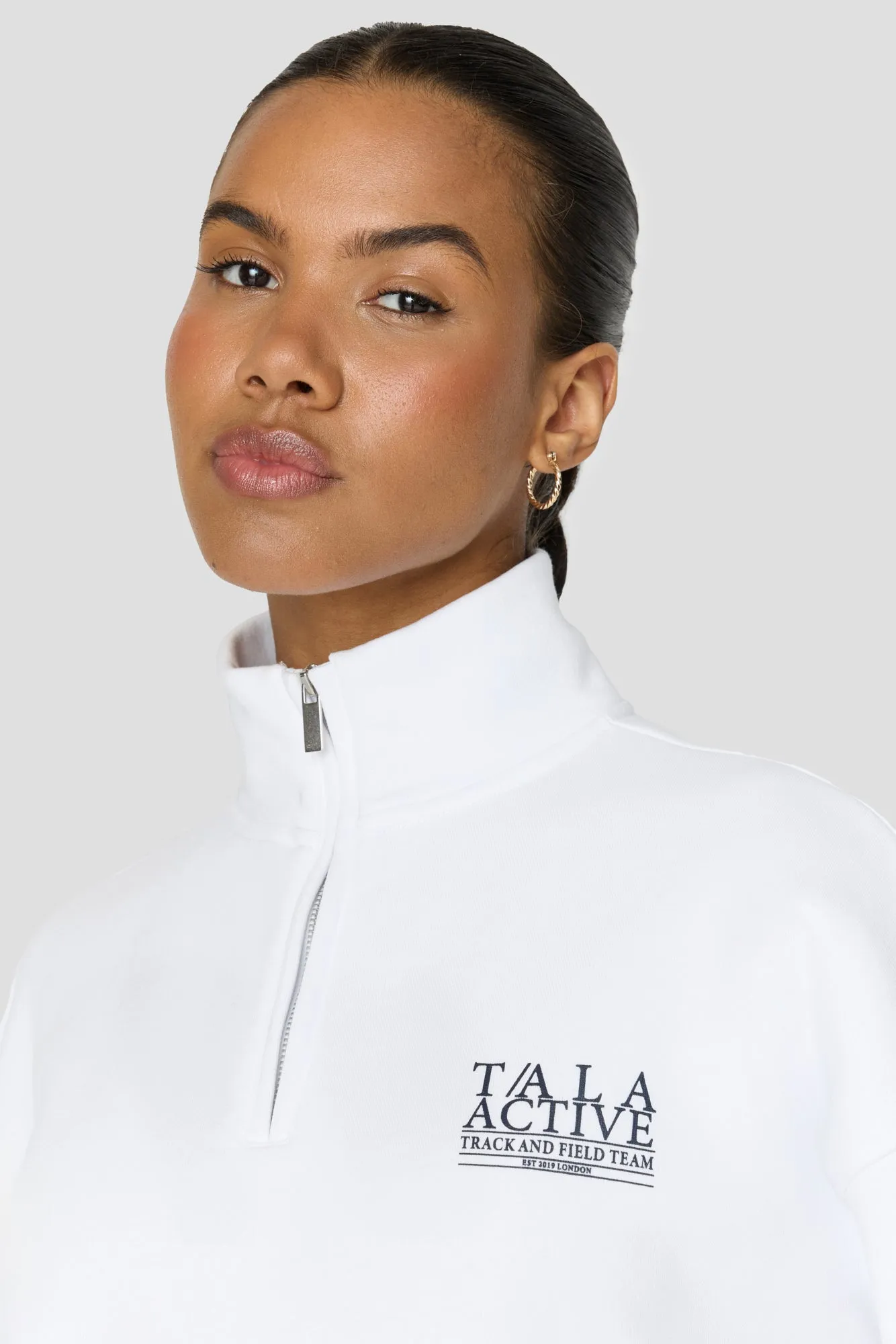 TALA TRACK AND FIELD QUARTER ZIP SWEATSHIRT - WHITE