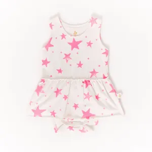 Tank Body with Skirt // neon pink stars