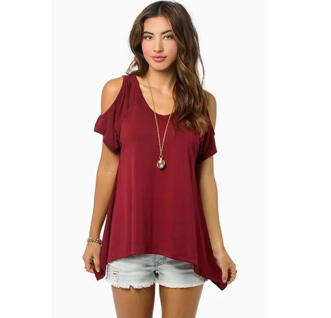Tank Tops Women v-Neck hole on shoulder Loose T Shirt Ladies female sexy clothes loose Vest tanks