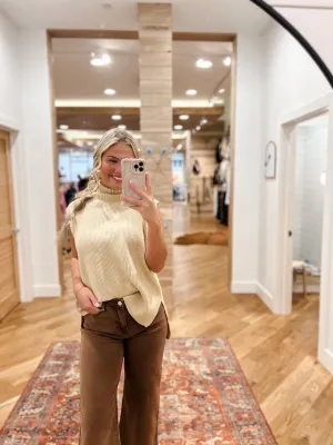 Taupe Turtleneck Sweater Vest