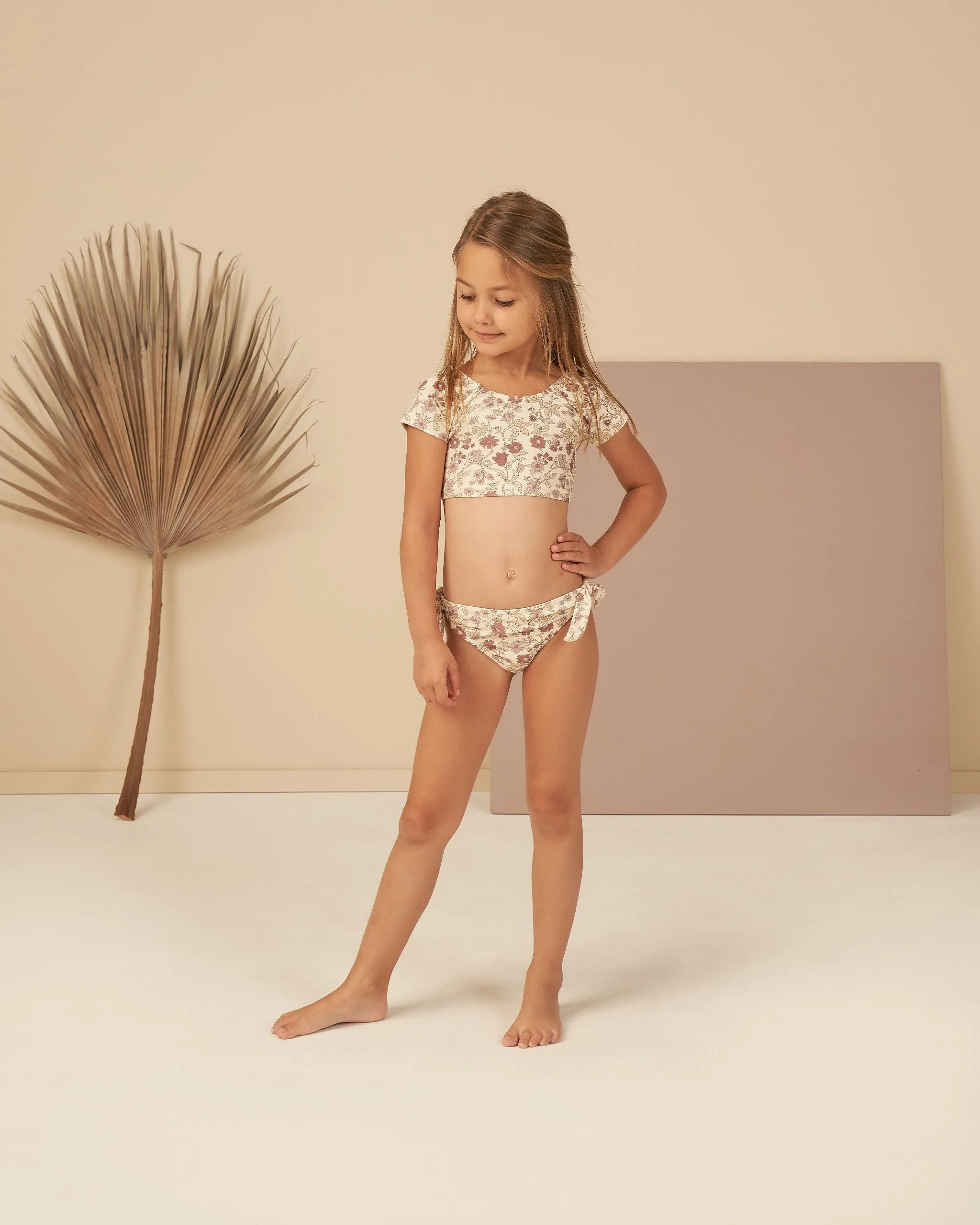 The Cropped Rashguard Swimsuit by Rylee   Cru - Bloom - KIDS