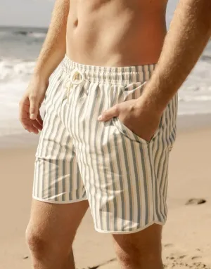 The Dolphin Boardshort by Rylee   Cru - Aqua Stripe - MENS