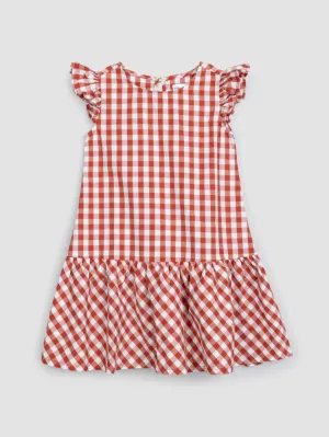 The Gingham Poplin Sleeveless Dress - Brick - BABY