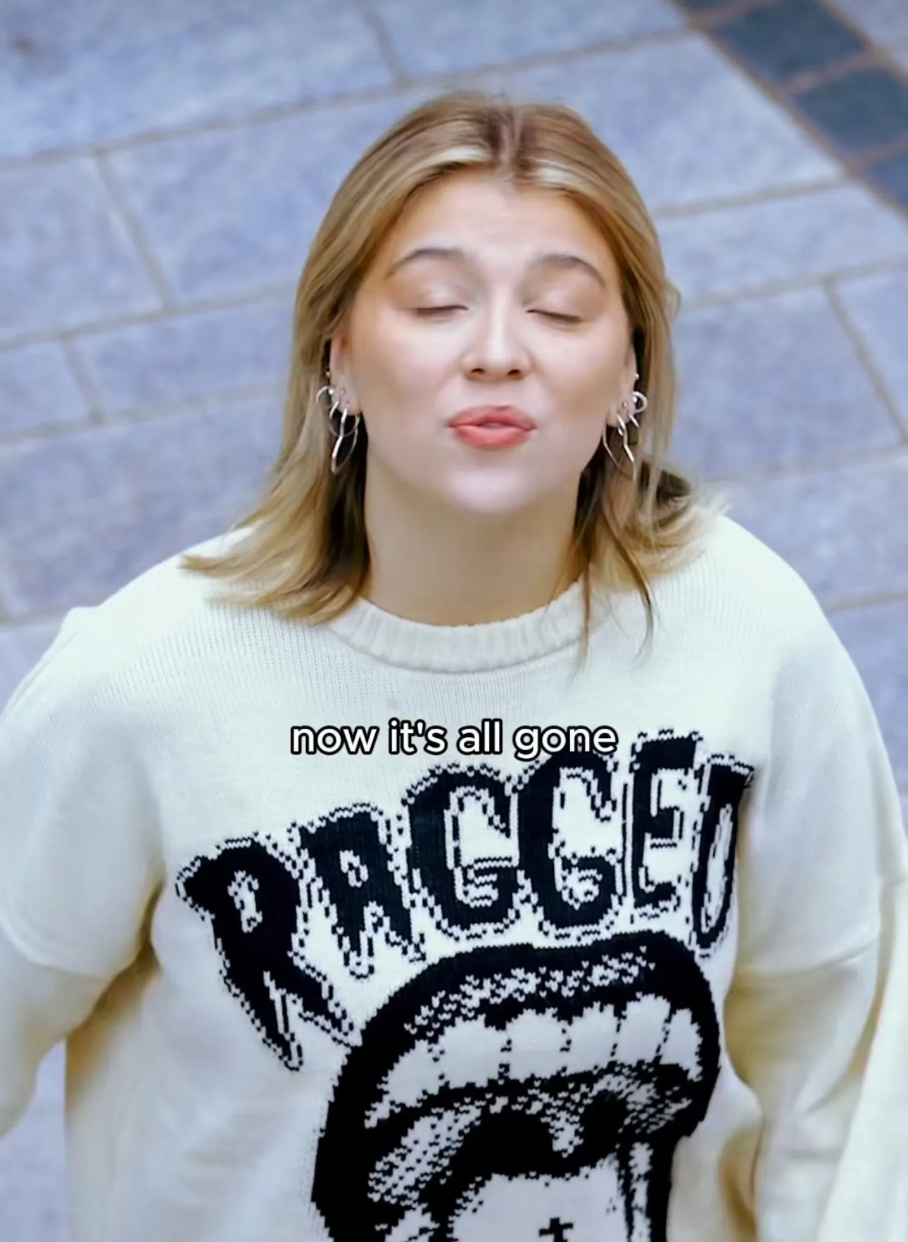 The Ragged Priest Mouthy Ragged Knit Jumper as seen on Caity Baser