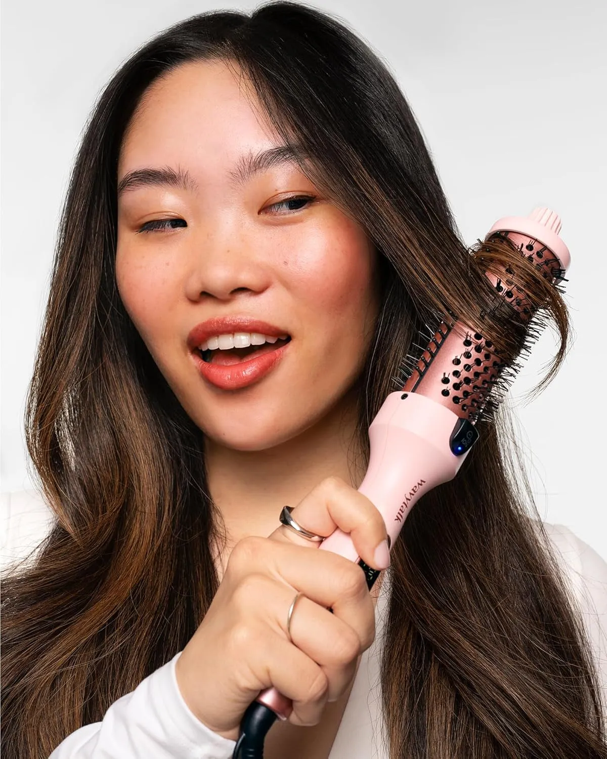 Thermal Brush, 1.5 Inch Heated round Brush for Blowout Look, Dual Voltage, Pink, Sakura, Tourmaline Ceramic, Negative Ion Technology, 5 Temperature Settings