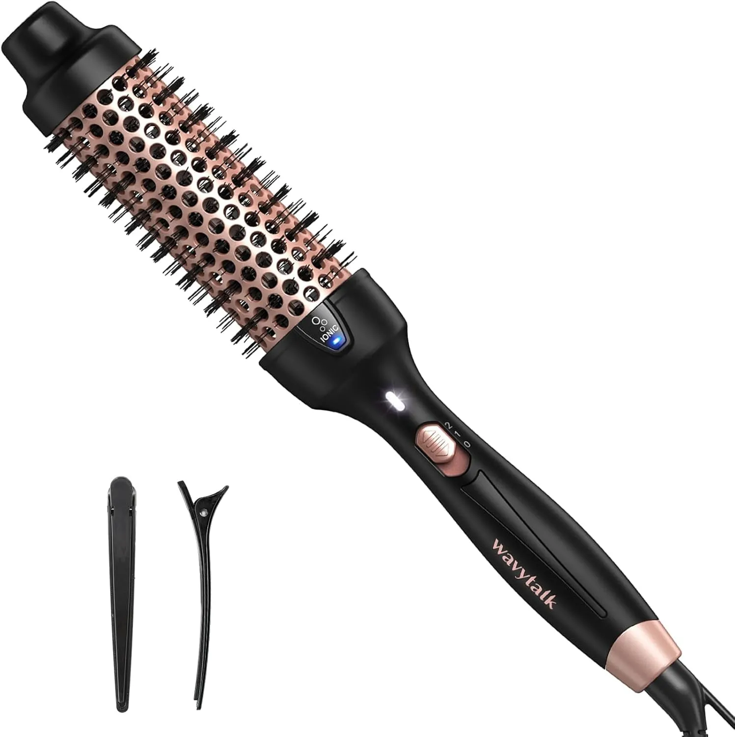 Thermal Brush, 1.5 Inch Negative Ion Thermal round Brush Creates Blowout Look Makes Hair Shinier & Smoother, Dual Voltage, Easy to Use (Pink)