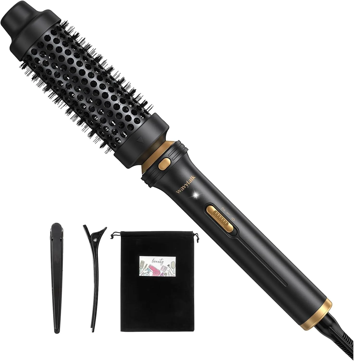 Thermal Brush, Heated round Brush, 1 1/2 Inch Thermal Brush Blowout Look with Detachable Brush Head, Thermal round Brush Dual Voltage for Travel, Rose Gold