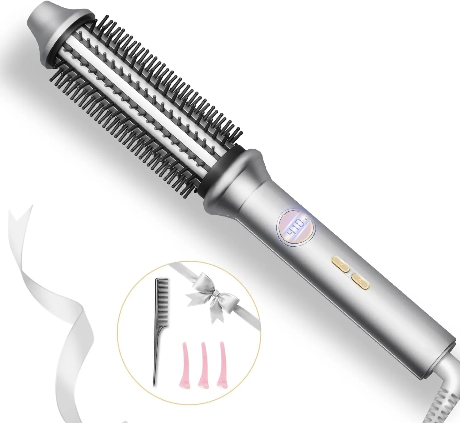 Thermal Brush Ionic Heated round Brush for Blowout Look,  Hot Hair Curling Iron Brush with 10 Temp Settings, 30S Fast Heated, Thermal round Brush for All Hair Types
