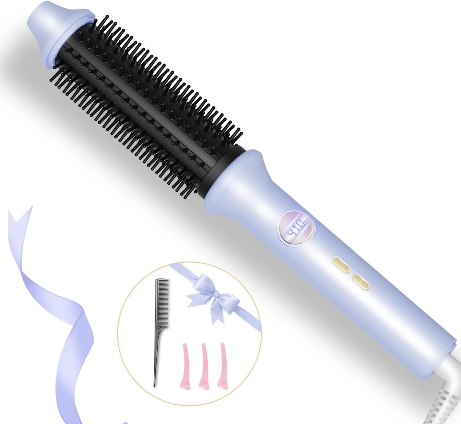 Thermal Brush Ionic Heated round Brush for Blowout Look,  Hot Hair Curling Iron Brush with 10 Temp Settings, 30S Fast Heated, Thermal round Brush for All Hair Types