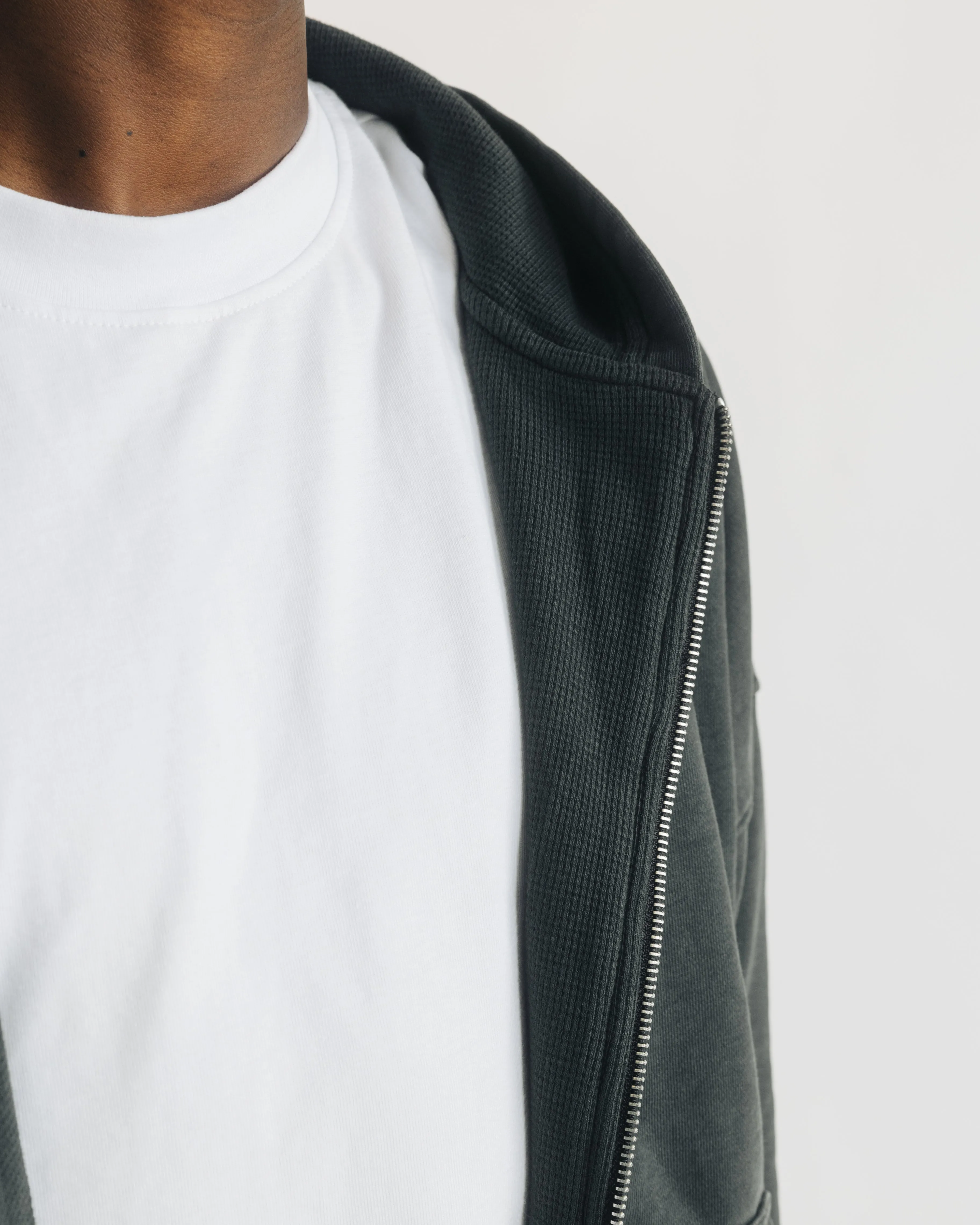 Thermal Lined Zip Hoodie - Vintage Black