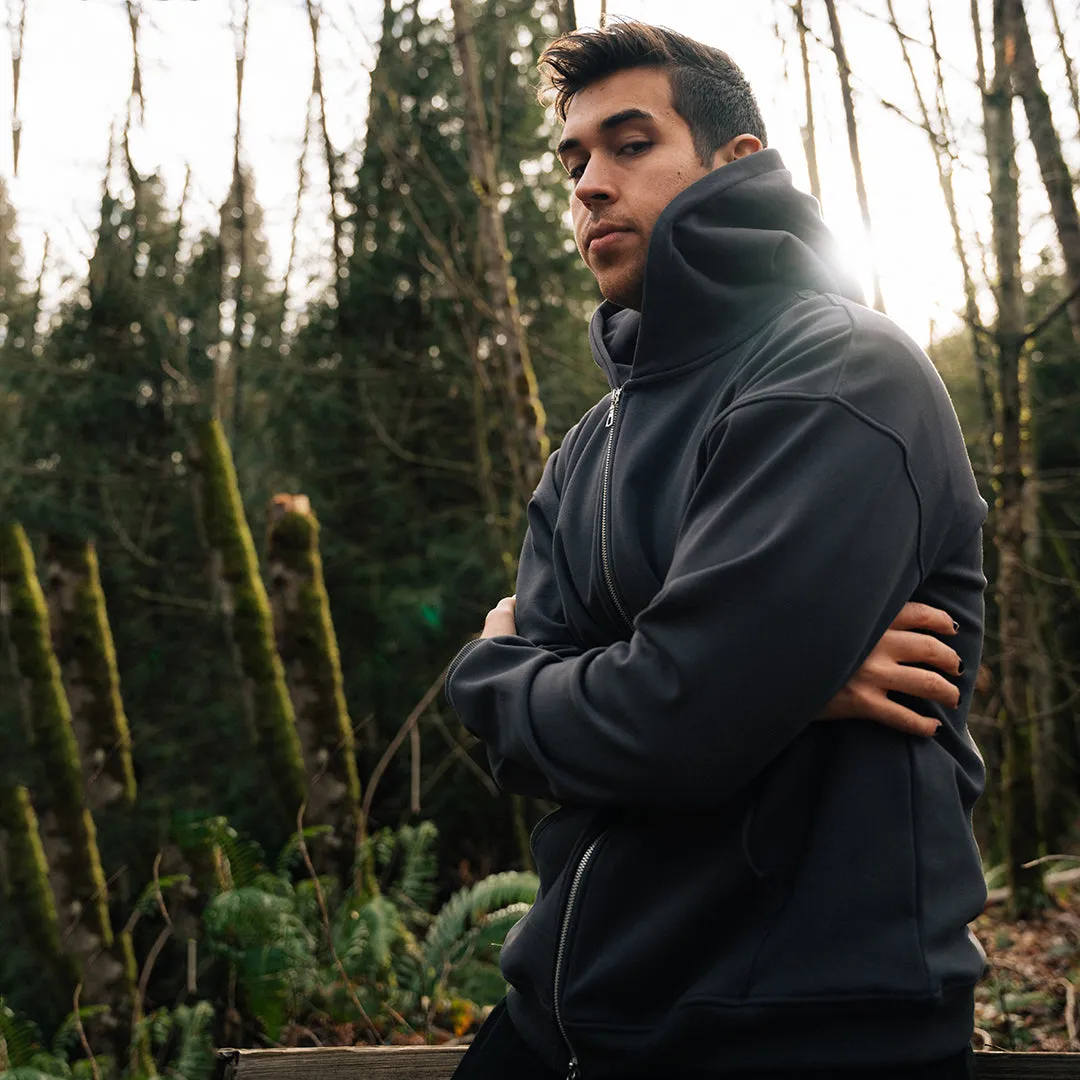 Thermal Velour Dual-Zip Hoodie - Slate