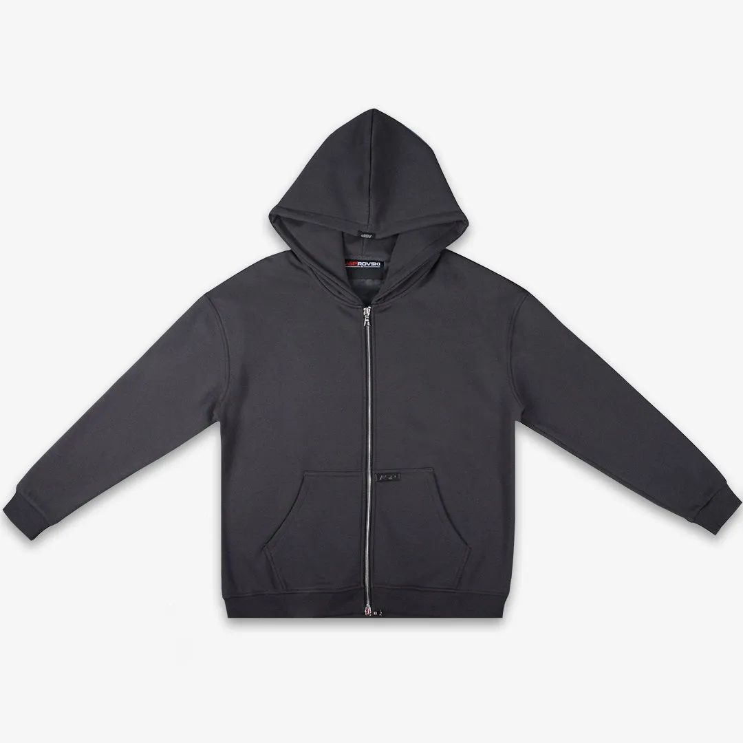 Thermal Velour Dual-Zip Hoodie - Slate