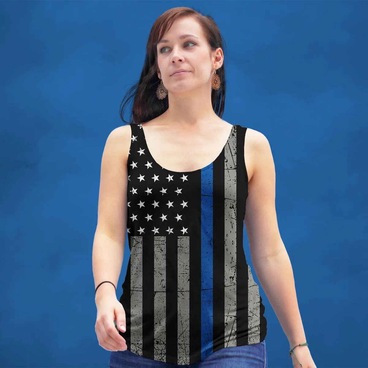Thin Blue Line Racerback Tank Top