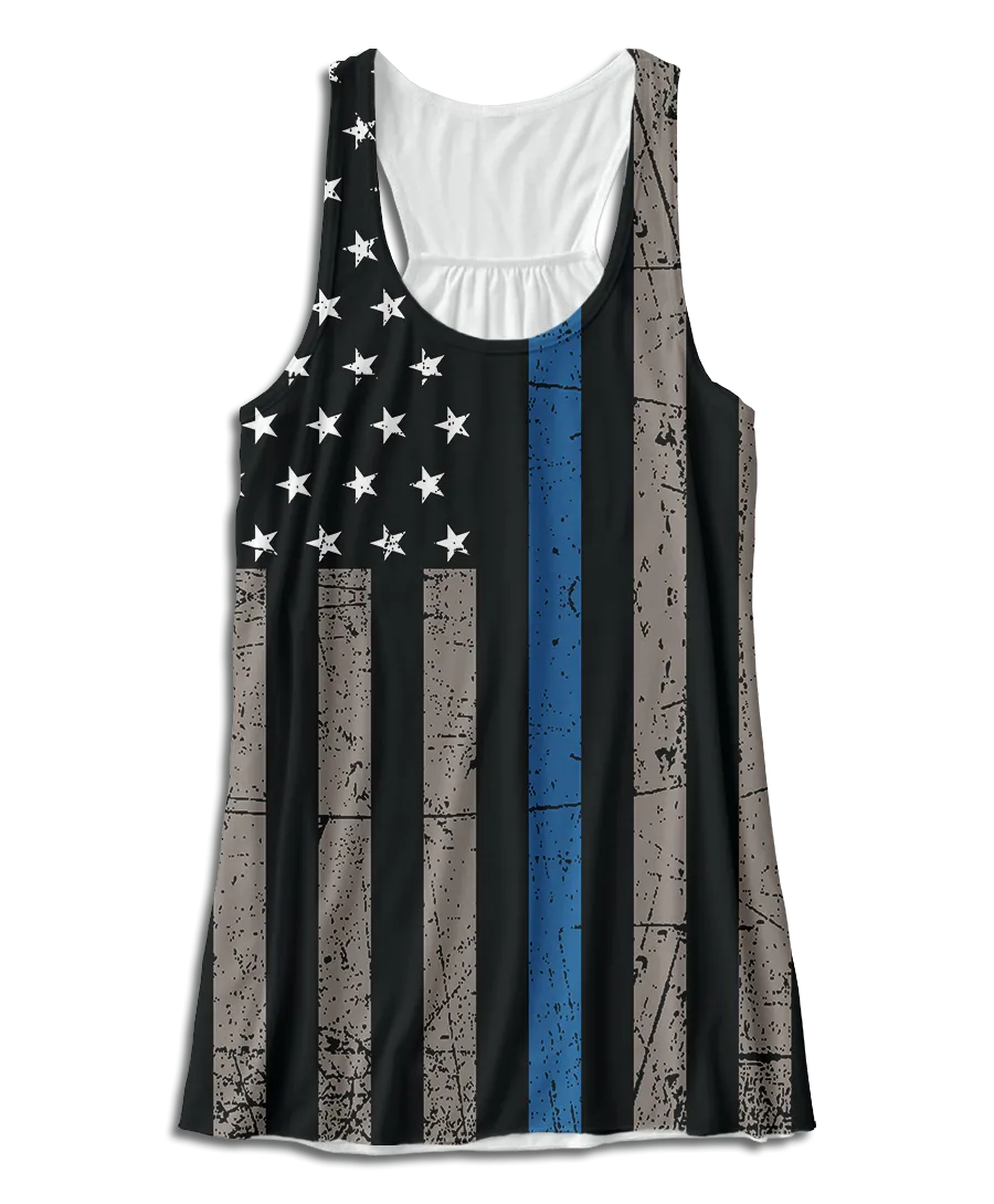 Thin Blue Line Racerback Tank Top