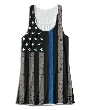 Thin Blue Line Racerback Tank Top