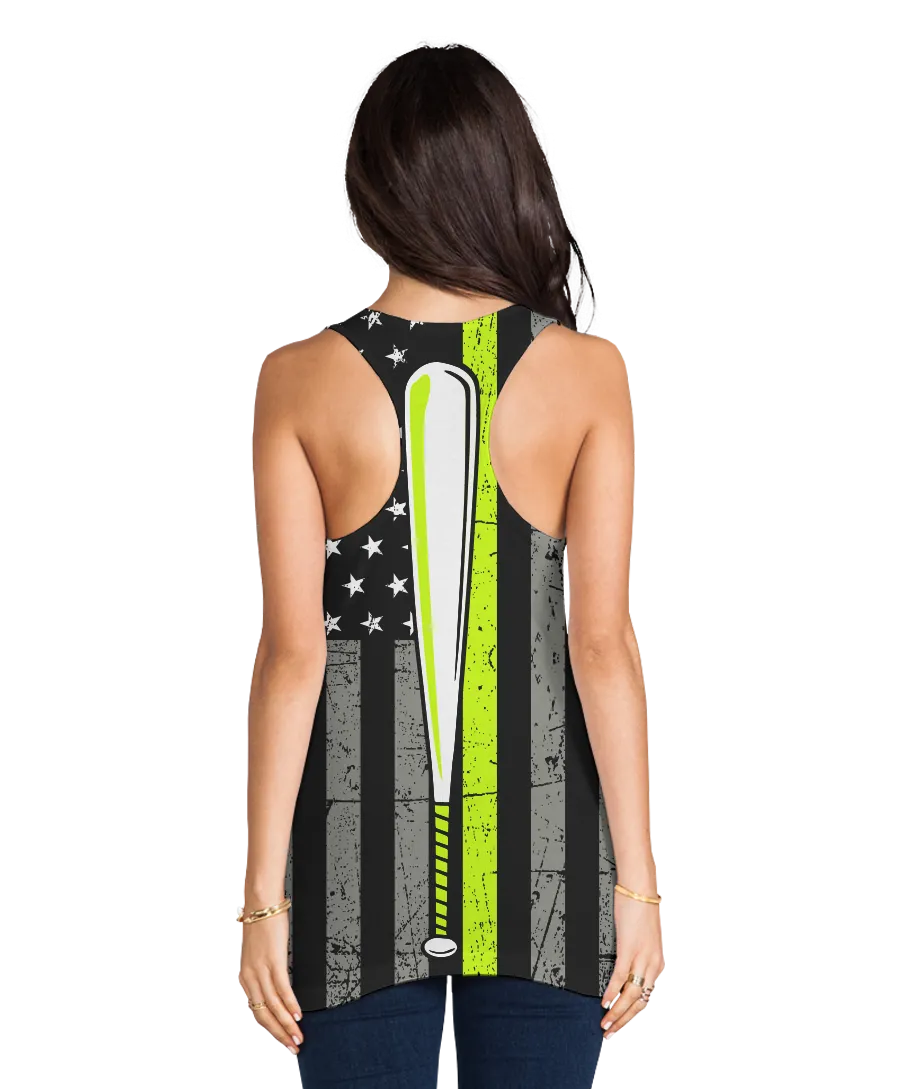 Thin Softball Line Racerback Tank Top