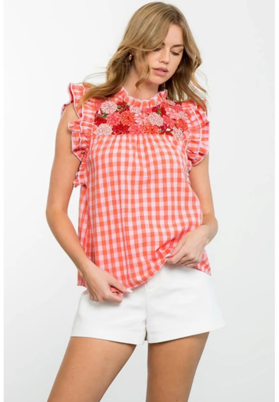 THML Pink Gingham Top