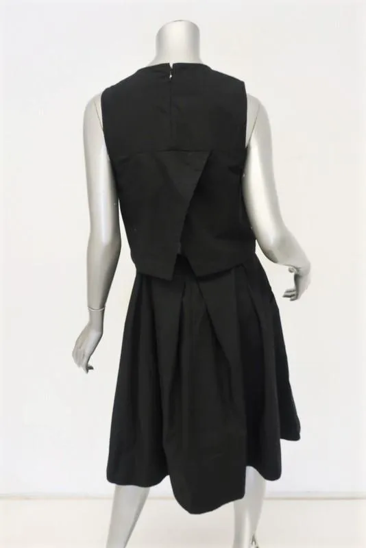 Tibi Dress Black Layered Cotton Size 4 Sleeveless Crossover-Back