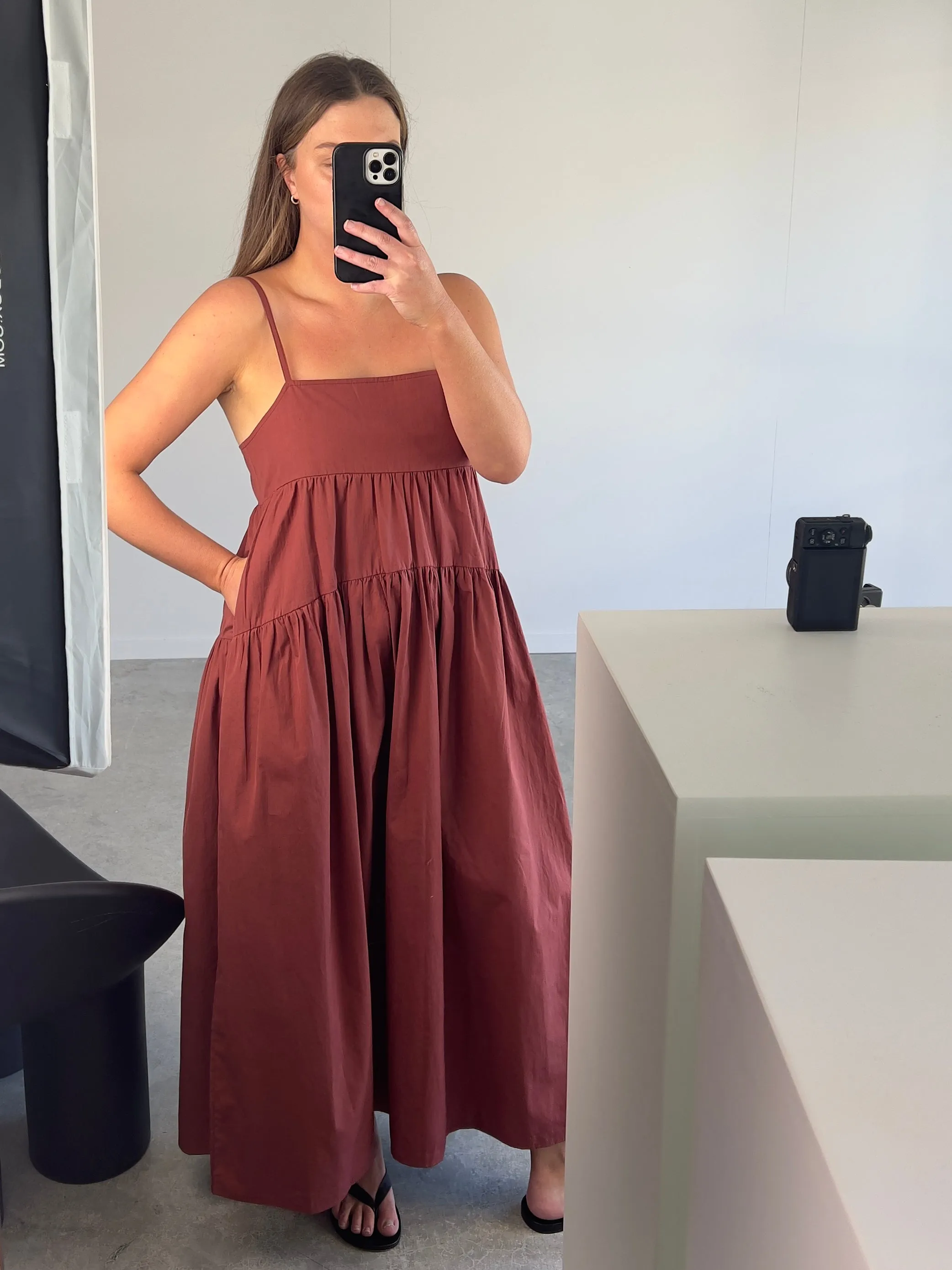 Tiered dress maroon