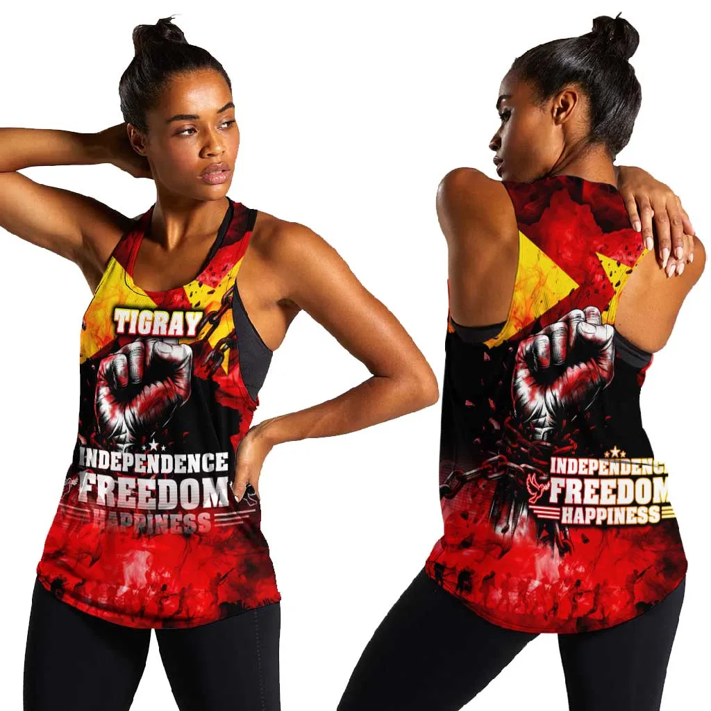 Tigrayans Independence Women Racerback Tank I Stand with Tigray - Fist of Freedom DT02