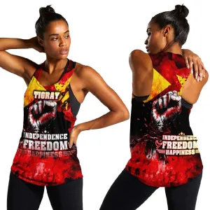 Tigrayans Independence Women Racerback Tank I Stand with Tigray - Fist of Freedom DT02