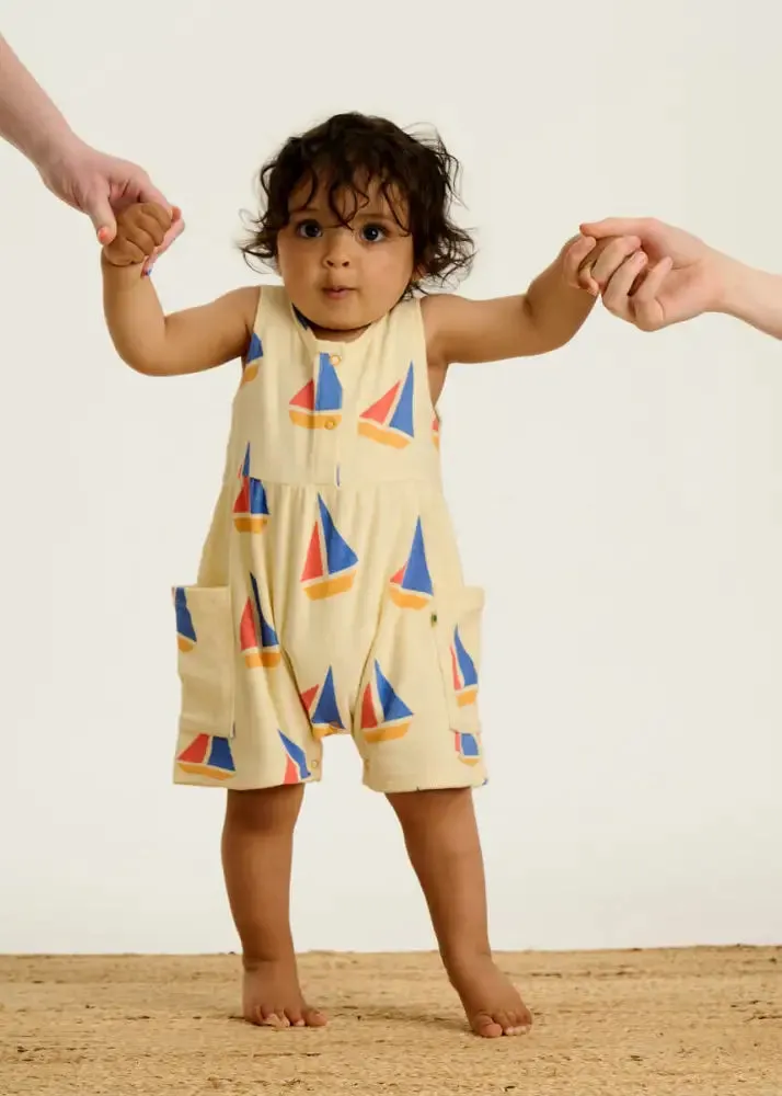 Tito - Multicolour Sailboat Baby & Kids Shorty Playsuit