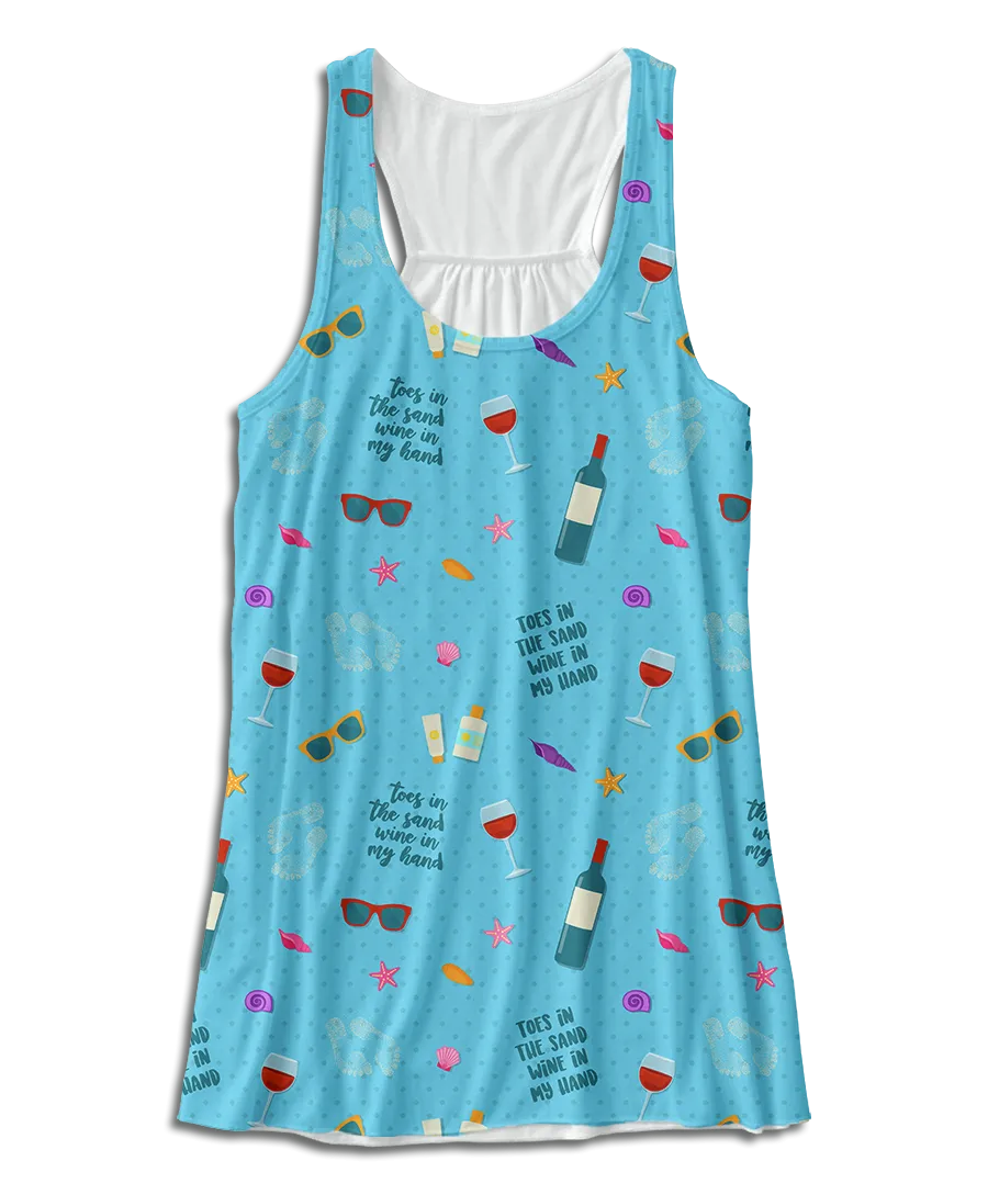 Toes In The Sand Wine Racerback Tank Top