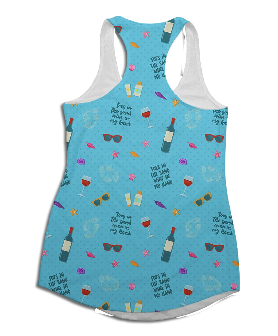 Toes In The Sand Wine Racerback Tank Top