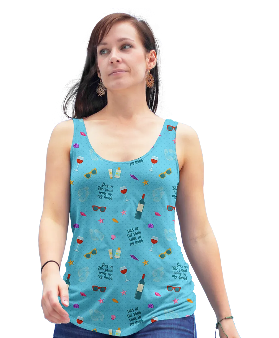 Toes In The Sand Wine Racerback Tank Top