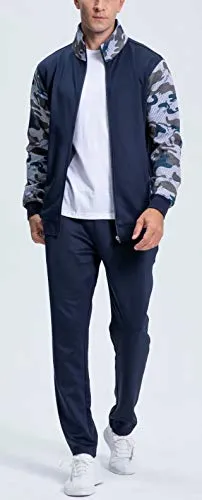 Tracksuit Men 2 Piece Casual Sweatsuit for Men Yoga Set Winter Gym Jacket Warm Set Athletic Suit Gym Jackets Running Pants Fleece Lined Tracksuit