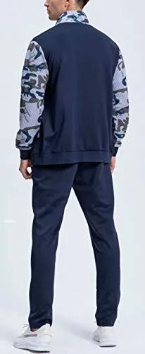 Tracksuit Men 2 Piece Casual Sweatsuit for Men Yoga Set Winter Gym Jacket Warm Set Athletic Suit Gym Jackets Running Pants Fleece Lined Tracksuit